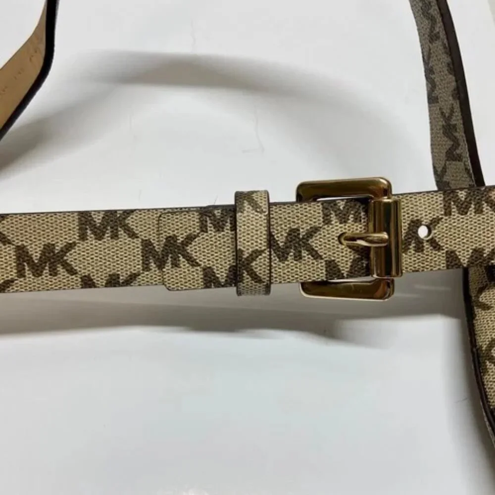Michael Kors Belt Bag Fanny Pack Signature MK Brown Tan Crossbody Purse L/XL EUC
